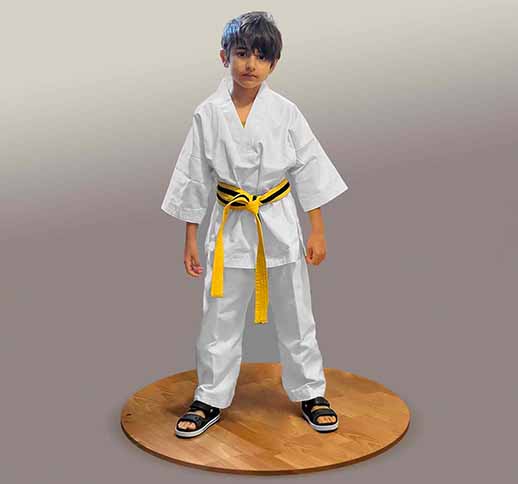 a white suit for practicing martial arts like karate and taekwondo